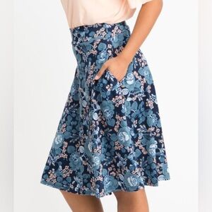 Agnes & Dora Midi Skirt Navy Chambray